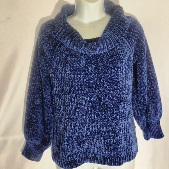 PINK ROSE Pretty Cowl Neck sweater, 2-tone Blue in size small - Picture 6 of 16